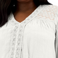 Blusa feminina de manga comprida com acabamento em renda, estilo &amp; co, branca, tamanho 1X