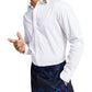 Camisa elástica com botões e detalhes embelezados da INC International Concepts para homens, branca, tamanho médio