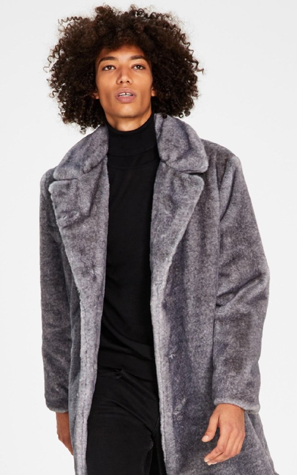 INC International Concepts Masculino Elton Classic Fit Frosted Tip Faux Fur Coat Cinza Tamanho X-Large