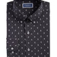 Camisa social masculina Club Room Slim Fit com estampa de caveira e botões, preta, tamanho médio