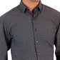 Camisa social masculina Alfani Regular Fit Travel Ready com estampa geométrica angular, preta, tamanho 36X37