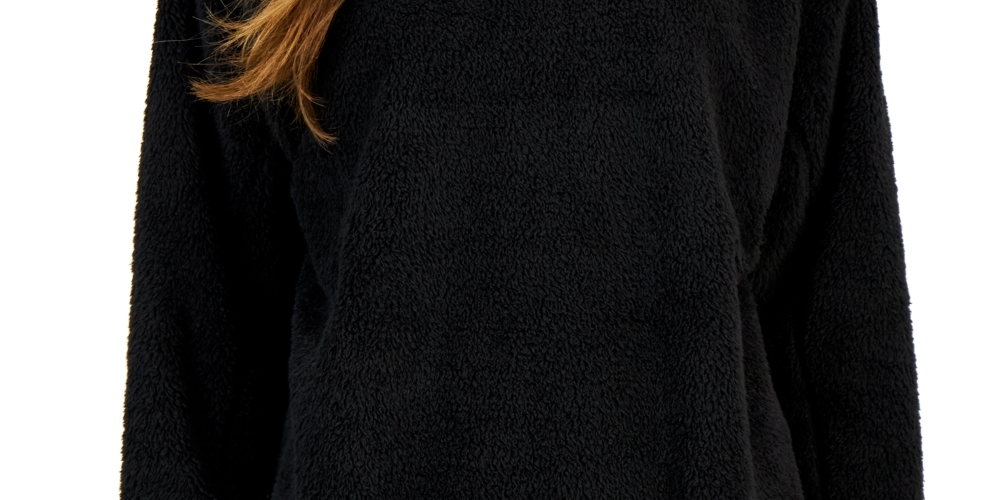 Suéter feminino Sherpa de manga comprida Style &amp; Co, preto, tamanho X-G