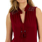 Blusa feminina de crochê sem mangas com decote dividido e tamanho médio, vermelha, da INC International Concepts