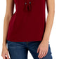 Blusa feminina de crochê sem mangas com decote dividido e tamanho médio, vermelha, da INC International Concepts
