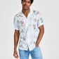 Camisa masculina com estampa abstrata e estampa de acampamento da INC International Concepts, branca, tamanho XX-G