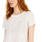 Camiseta feminina ID Ideology de malha relaxada, manga curta, branca, tamanho X-S