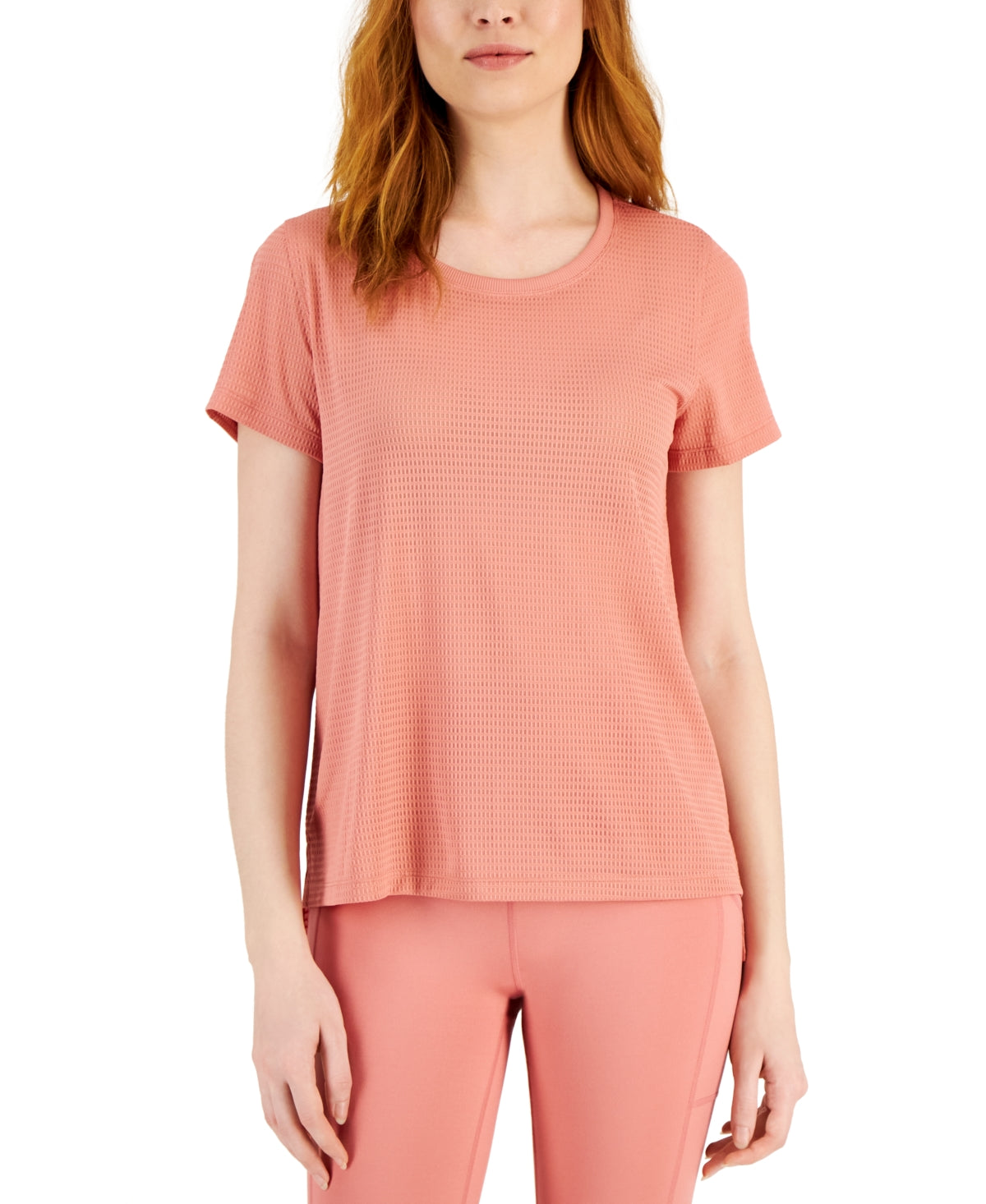 Camiseta feminina ID Ideology de malha relaxada, manga curta, rosa, tamanho grande