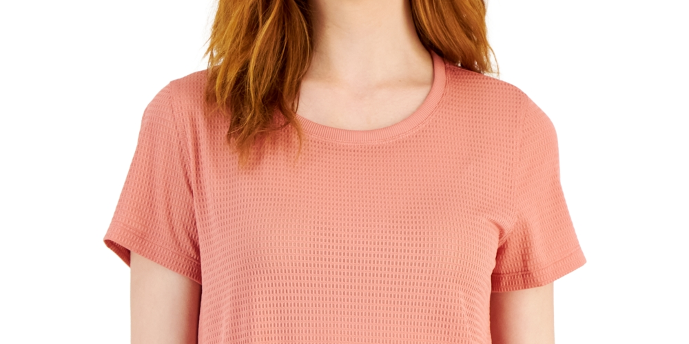 Camiseta feminina ID Ideology de malha relaxada, manga curta, rosa, tamanho grande