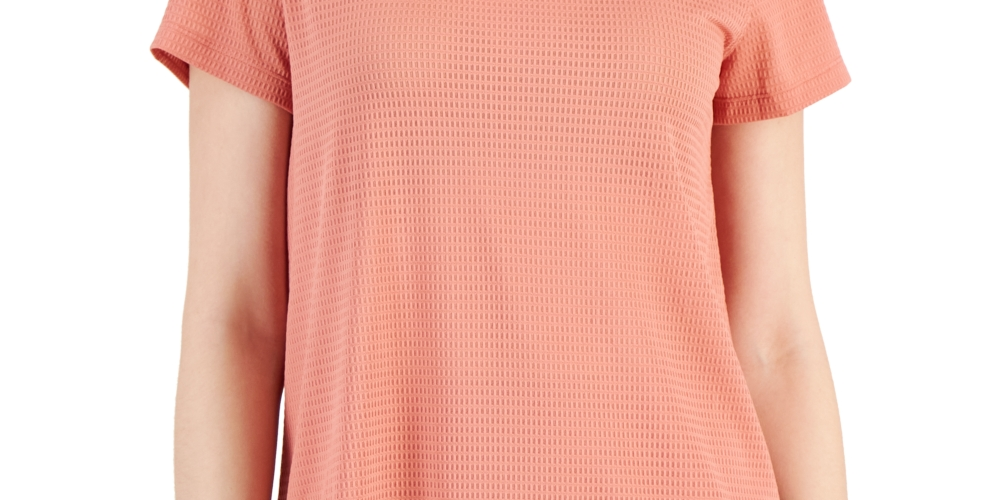 Camiseta feminina ID Ideology de malha relaxada, manga curta, rosa, tamanho grande