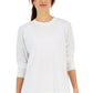 ID Ideology Top feminino ativo com gola redonda, branco, tamanho grande