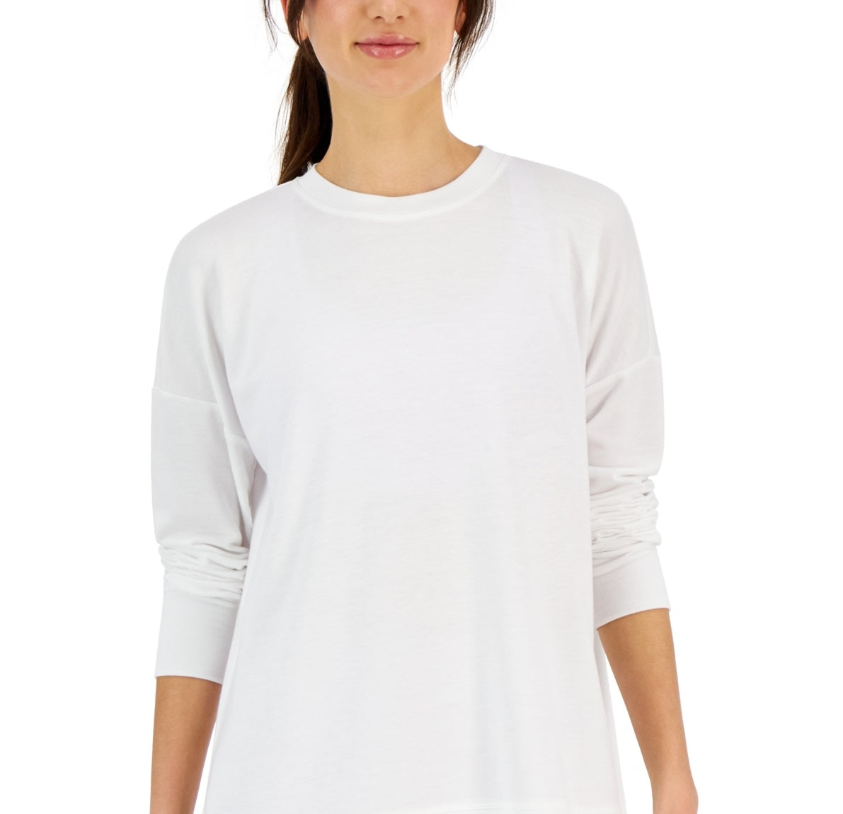 ID Ideology Top feminino ativo com gola redonda, branco, tamanho grande