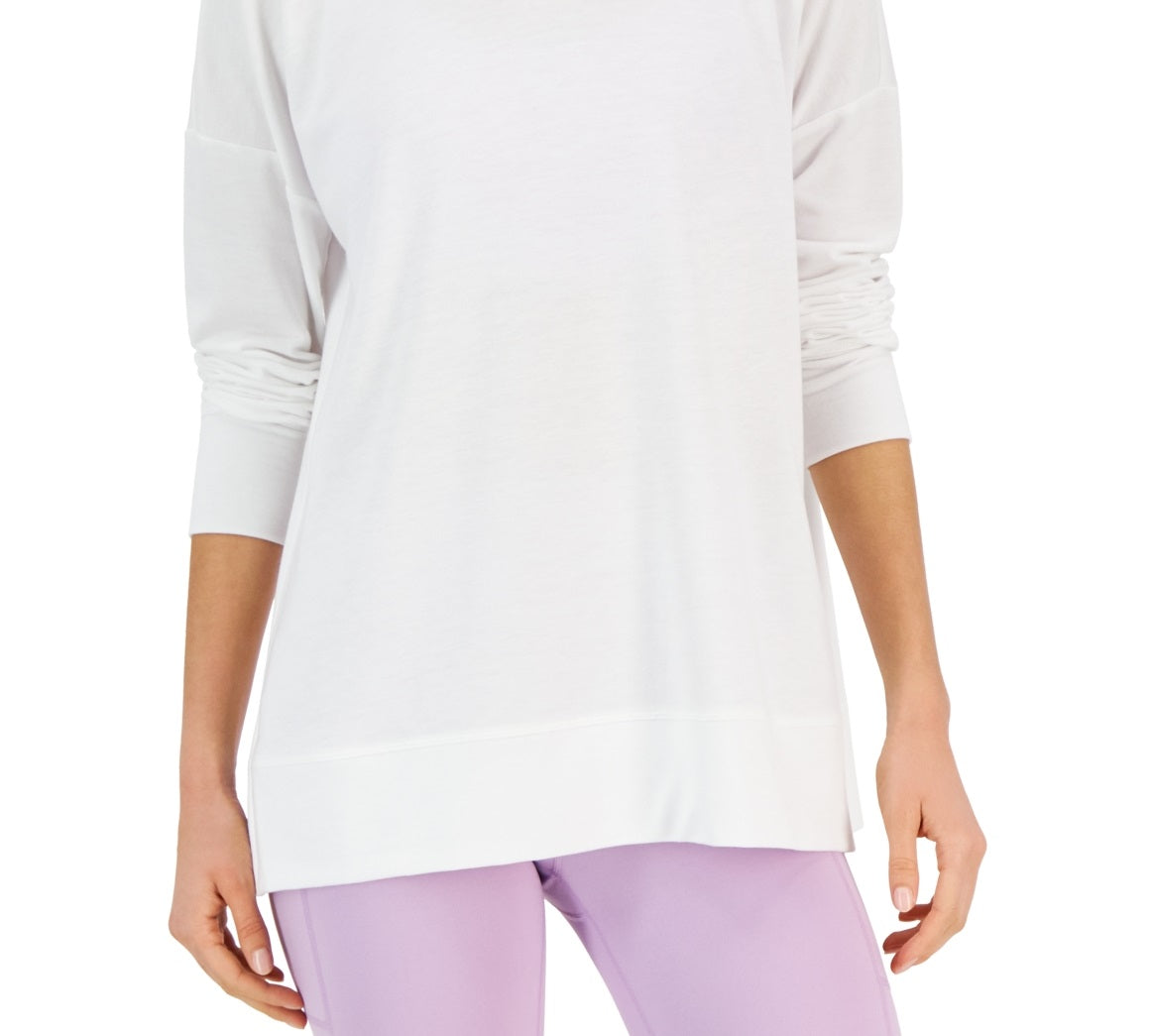 ID Ideology Top feminino ativo com gola redonda, branco, tamanho grande