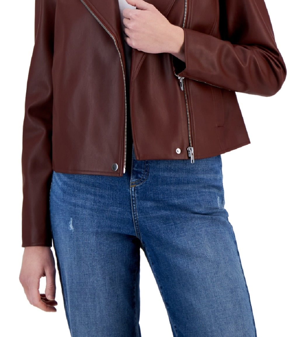 Jaqueta feminina de couro sintético INC International Concepts, marrom, tamanho extragrande