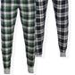 Calça de corrida de flanela masculina Hanes, pacote com 2, verde, tamanho médio