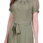 Vestido feminino NY Collection com manga curta e cinto, estampado com bolinhas suíças, tamanho pequeno, extragrande