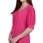 Blusa feminina manga curta balão NY Collection rosa tamanho pequeno médio