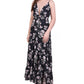 Vestido longo feminino NY Collection com alças finas e camadas, preto, tamanho grande