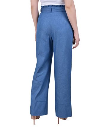 Calça de marinheiro feminina NY Collection, comprimento total, azul, tamanho pequeno, extragrande