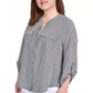 Blusa feminina NY Collection com manga 3/4 e decote em Y, tamanho 2X, branca