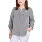 Blusa feminina NY Collection com manga 3/4 e decote em Y, tamanho 2X, branca