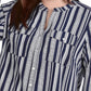 Blusa feminina NY Collection com manga 3/4 e decote em Y, azul, tamanho 2X