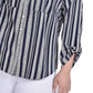 Blusa feminina NY Collection com manga 3/4 e decote em Y, azul, tamanho 2X