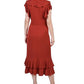 Vestido midi feminino NY Collection com mangas esvoaçantes e babados, tamanho pequeno e grande, vermelho
