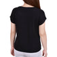 Blusa de malha feminina NY Collection com manga e gola grommet, preta, tamanho pequeno