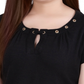 Blusa de malha feminina NY Collection com manga e gola grommet, preta, tamanho pequeno