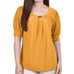 Blusa feminina manga curta balão NY Collection, amarela, tamanho médio