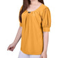 Blusa feminina manga curta balão NY Collection, amarela, tamanho médio