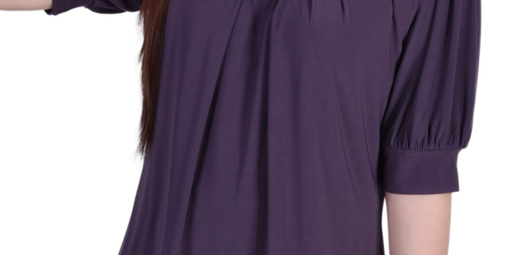Blusa feminina manga curta balão NY Collection, roxa, tamanho pequeno grande