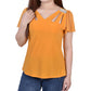 Blusa feminina manga curta esvoaçante NY Collection, amarela, tamanho pequeno