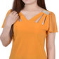 Blusa feminina manga curta esvoaçante NY Collection, amarela, tamanho pequeno