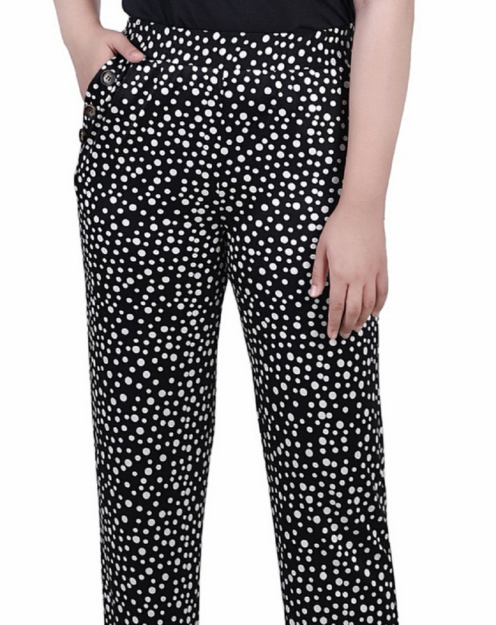 Calça feminina NY Collection cintura larga preta tamanho pequeno extragrande