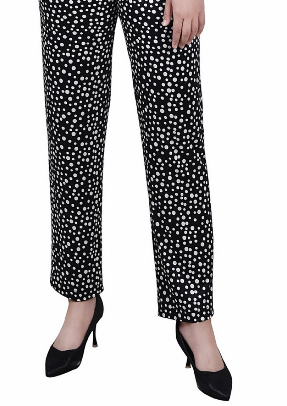 Calça feminina NY Collection cintura larga preta tamanho pequeno extragrande