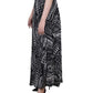 Saia longa feminina de chiffon estampada com cinto, preta, tamanho pequeno grande, NY Collection