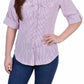 Blusa feminina NY Collection com manga 3/4 canelada, tamanho pequeno, roxo, médio