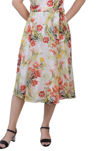 Vestido feminino de chiffon sem mangas com cinto e mangas compridas, tamanho pequeno e marrom, da coleção NY