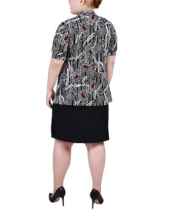 Conjunto feminino NY Collection, vestido de 2 peças, preto, tamanho 1X