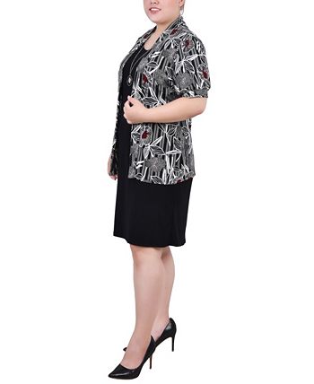 Conjunto feminino NY Collection, vestido de 2 peças, preto, tamanho 1X