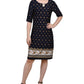 Vestido feminino NY Collection com manga cotovelo e comprimento até o joelho, azul, tamanho pequeno grande