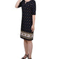 Vestido feminino NY Collection com manga cotovelo e comprimento até o joelho, azul, tamanho pequeno grande