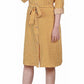 Vestido-camisa feminino estampado de manga comprida com aba dobrada, tamanho pequeno e grande, amarelo, da coleção NY