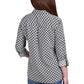 Blusa feminina NY Collection com manga 3/4 e gola entalhada e aba dobrada, tamanho pequeno médio, cinza