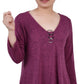 Blusa feminina NY Collection com manga 3/4 e 3 argolas, rosa, tamanho grande