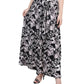 Saia longa estampada feminina NY Collection, preta, tamanho pequeno grande