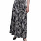 Saia longa estampada feminina NY Collection com faixa na cintura e amarração, preta, tamanho pequeno médio