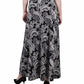 Saia longa estampada feminina NY Collection com faixa na cintura e amarração, preta, tamanho pequeno médio