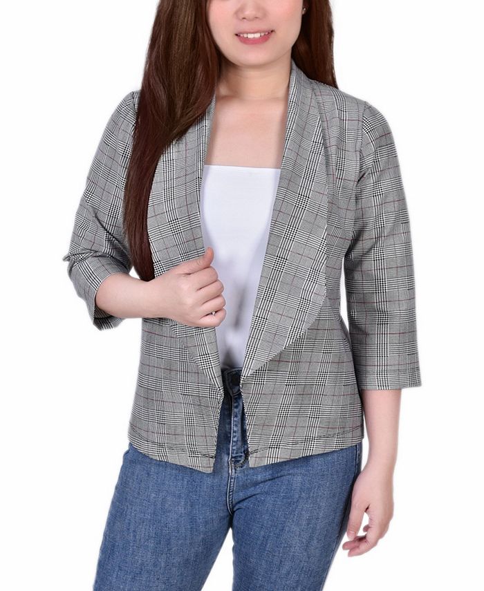 Jaqueta Ponte Feminina NY Collection Manga 3/4 Preta Tamanho Pequeno X-Grande